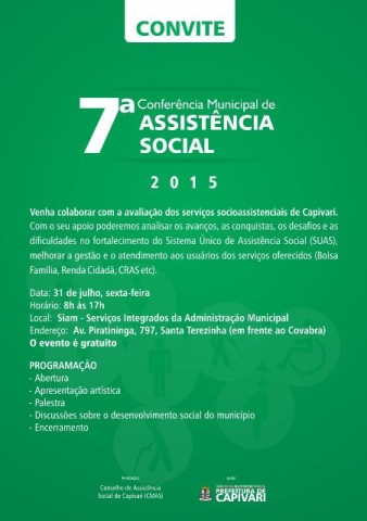 Convite - 7ª Conferência Municipal de Assistência Socia